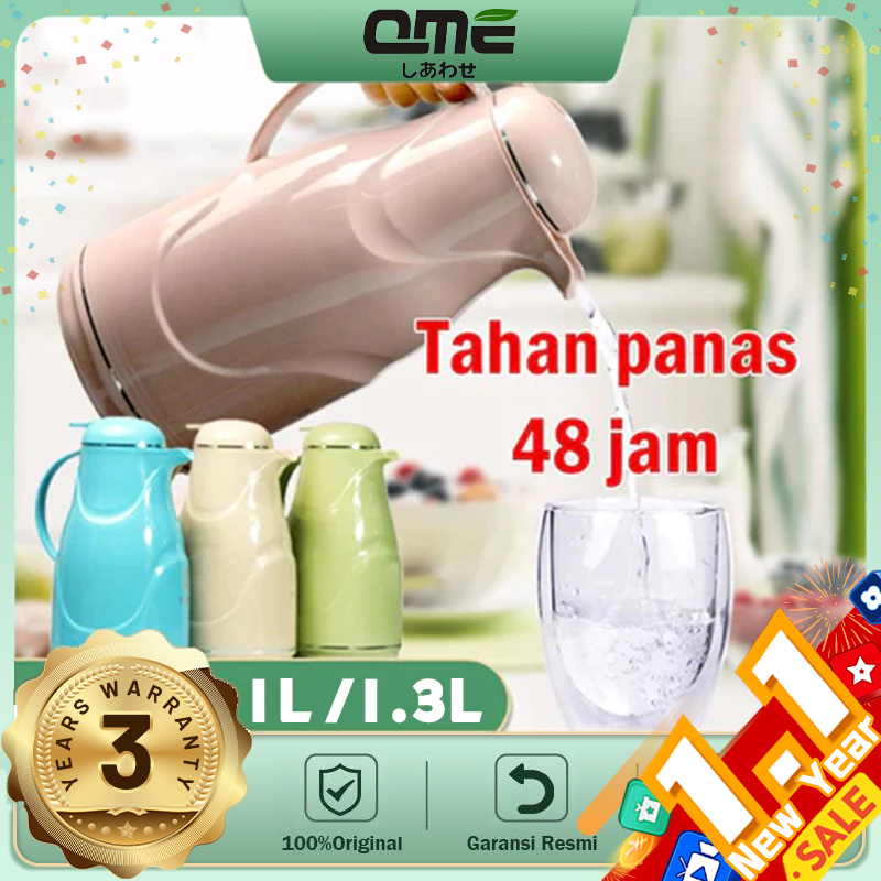 New!! 1300Ml Termos Air Panas Bahan Kaca Luar Plastik Water Jug 1.3 Liter Besar