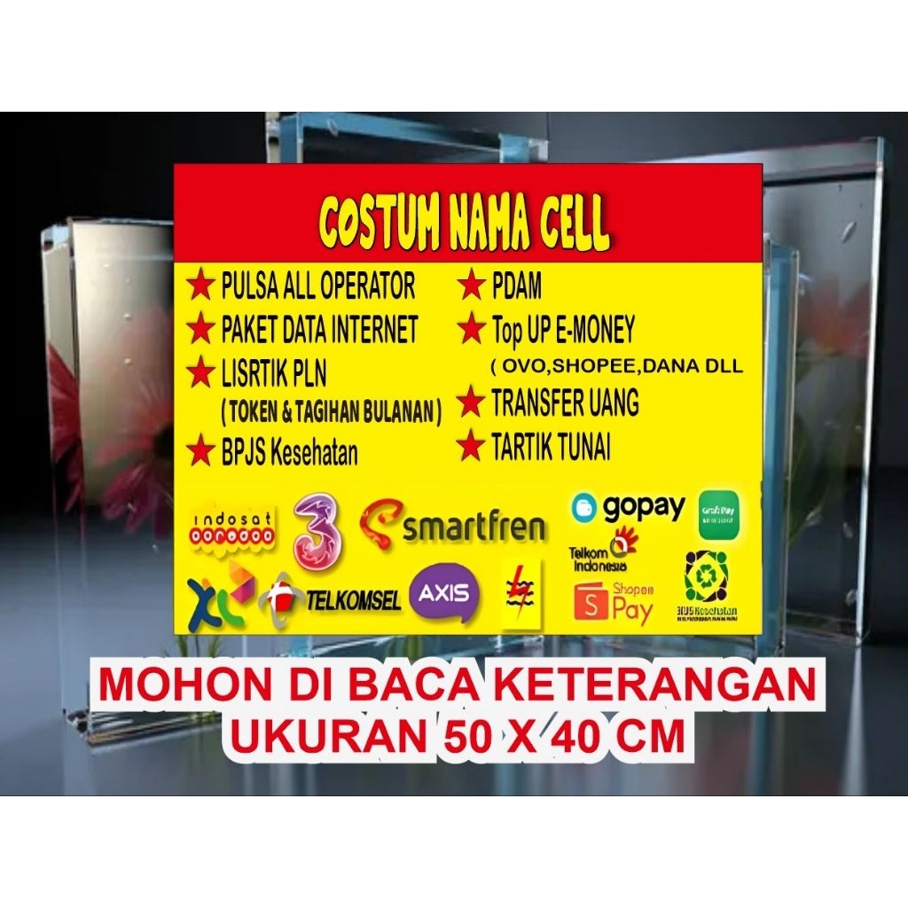 spanduk konter mini costum nama toko