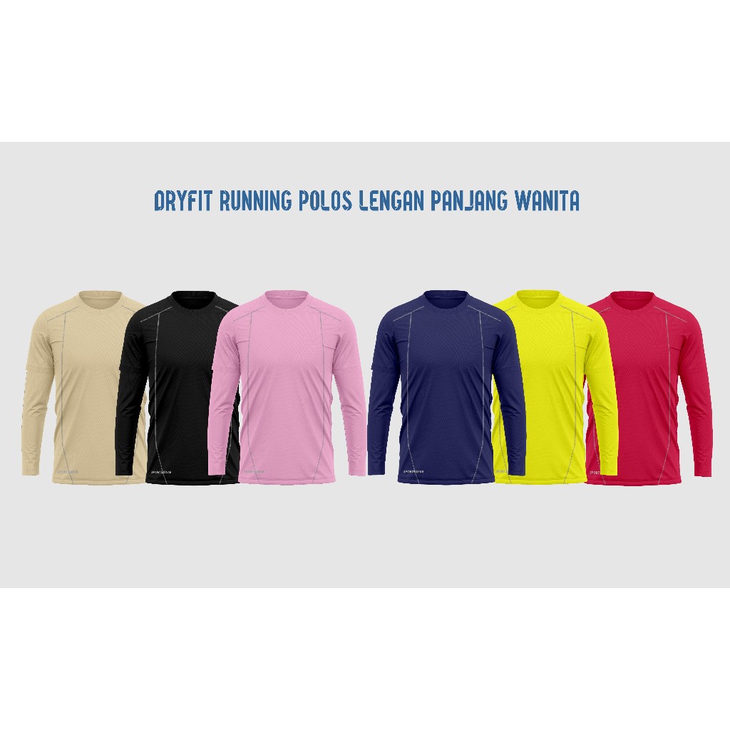 KAOS POLOS OLAHRAGA DRYFIT WANITA LENGAN PANJANG