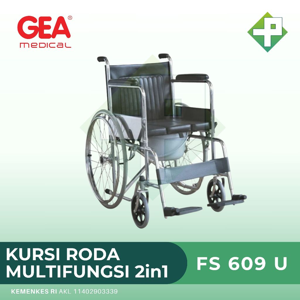 Kursi Roda 2In1 + Commode Chair FS 609 U GEA / Kursi Roda 2in1