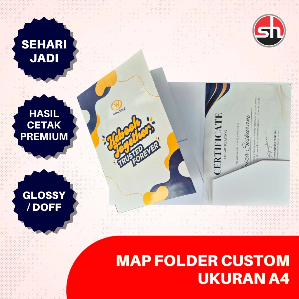 Cetak Map Folder Perusahaan Custom A4 Kertas Art Carton | File Dokumen Kantor / Bisnis / Wisuda