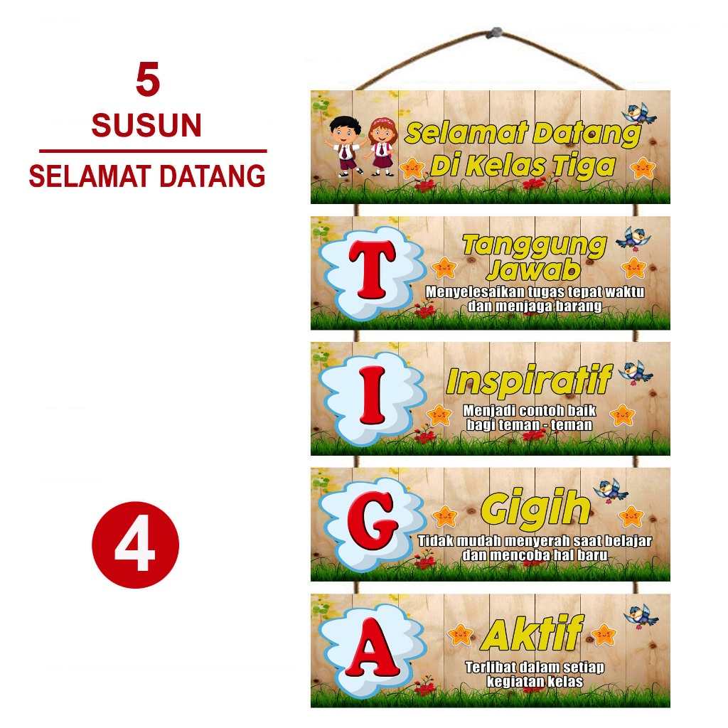 Dekorasi Pintu Kelas Selamat Datang Di Kelas Tiga - Hiasan Gantung Pintu Kelas -  Hiasan Dinding Kel