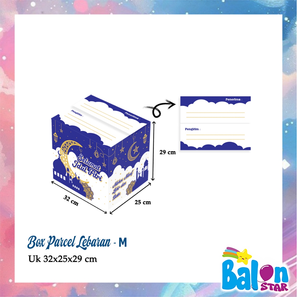 Murah!! (1Pcs) Box Parcel Lebaran 32x25x29cm /Kardus Eid Mubarak/Dus parcel Idul Fitri/Kemasan Bingk
