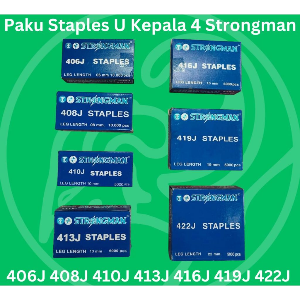 STRONGMAN Isi paku Staples U 406J 408J 410J 413J 416J 419J 422J Isi Paku Tembak Air Nailer 422J