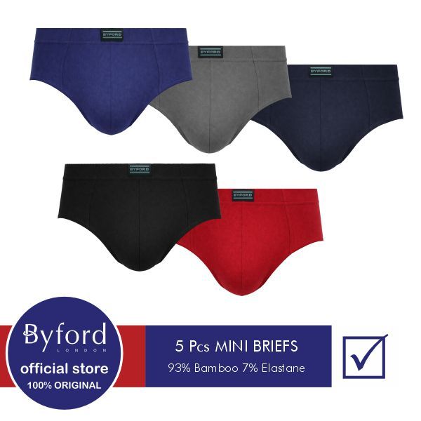 Byford Celana Dalam Pria Mini Brief Isi 5 pc Bamboo Mix Color - YBYB18M5BS