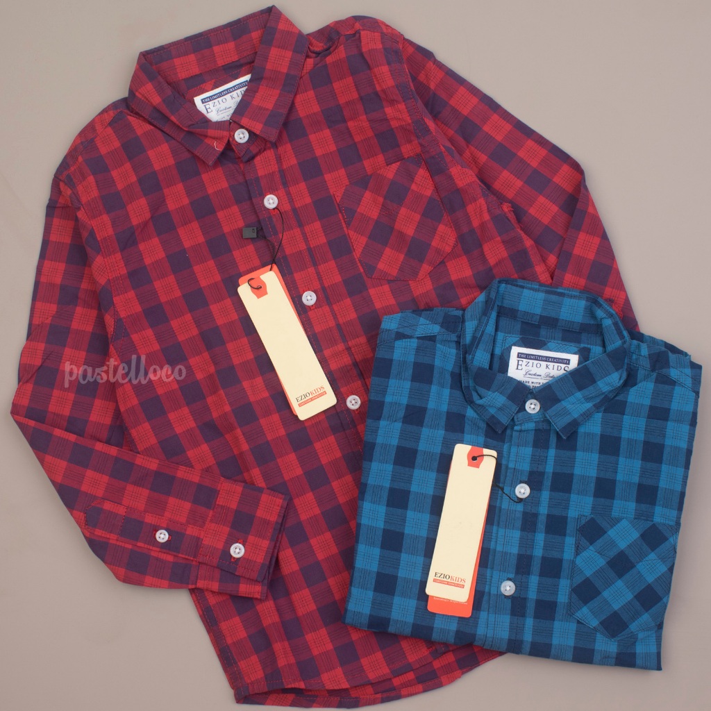 Ezio Kids Kemeja Anak Laki Premium Nyaman KEMEJA ANAK LAKI LAKI LENGAN PANJANG KOTAK PREMIUM ORI