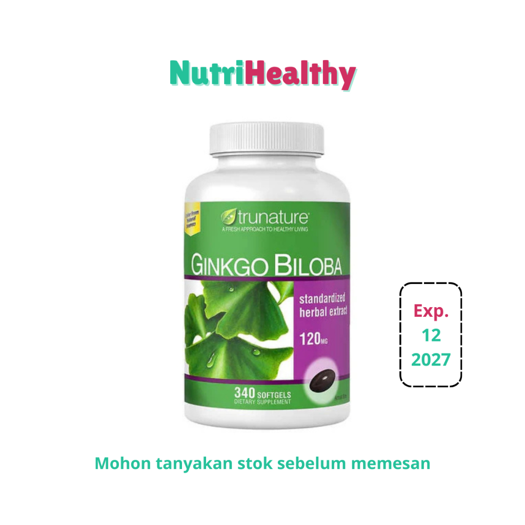 Trunature Ginkgo Biloba 120mg 340 Softgel - Ekstrak Daun Ginkgo untuk Daya Ingat, Fokus & Sirkulasi 