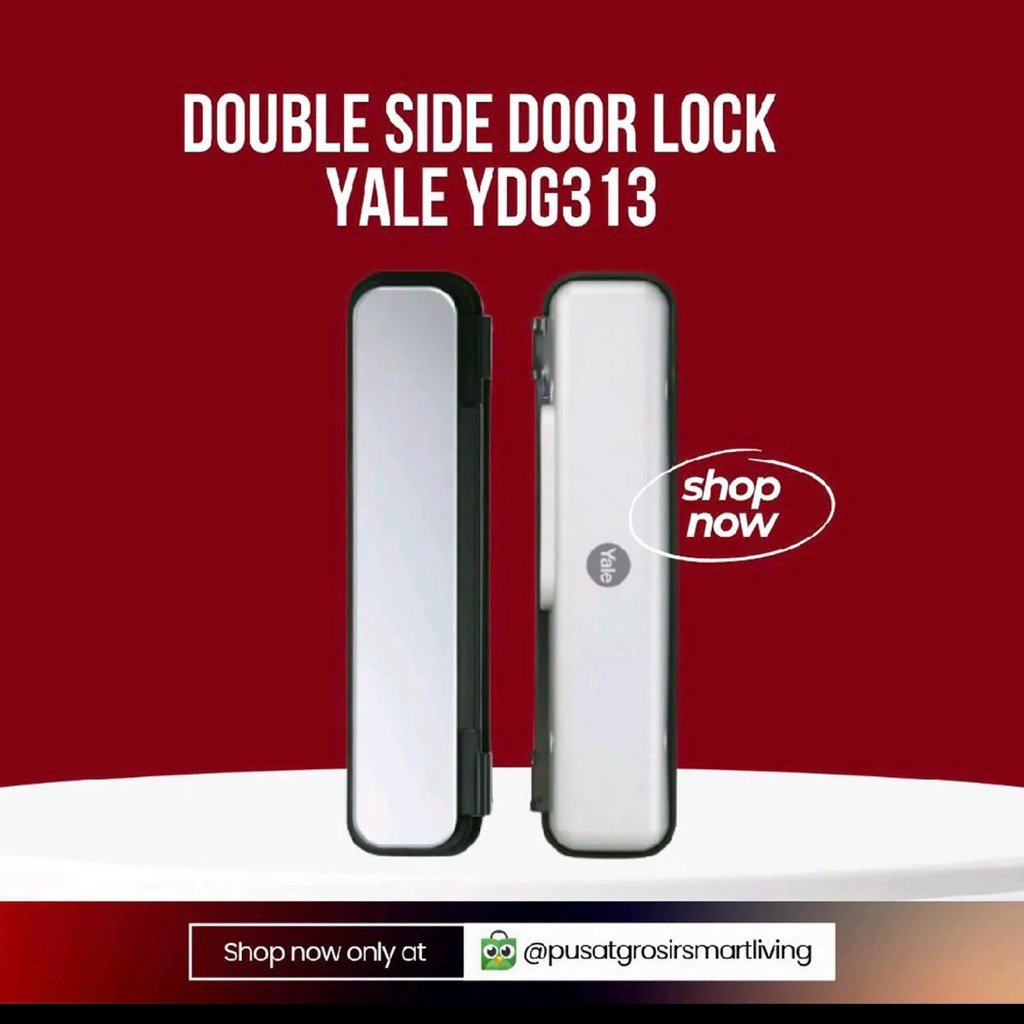 Yale Kunci Pintu Ganda YDG313 Digital Rim Lock untuk Pintu Kaca dengan RF Card dan Touch Keypad Perl