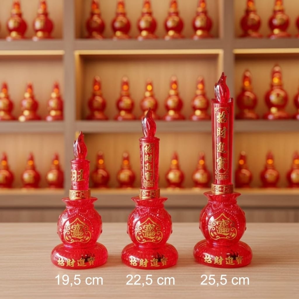 Lampu LED Fu Cai Lilin Merah Elektrik Altar Sembahyang