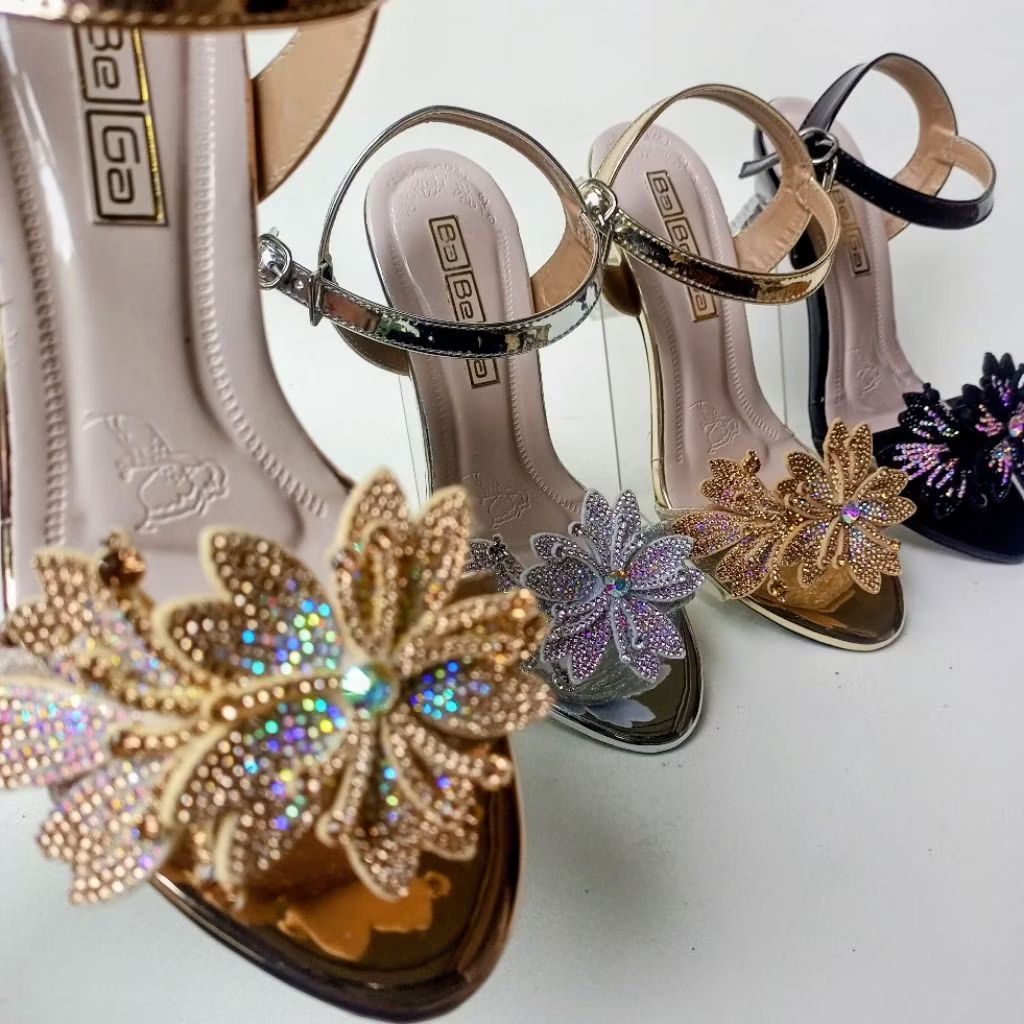 Sepatu Sandal Hak Kaca High Heels 7Cm Wanita Premium Size 36 -42 Big Size