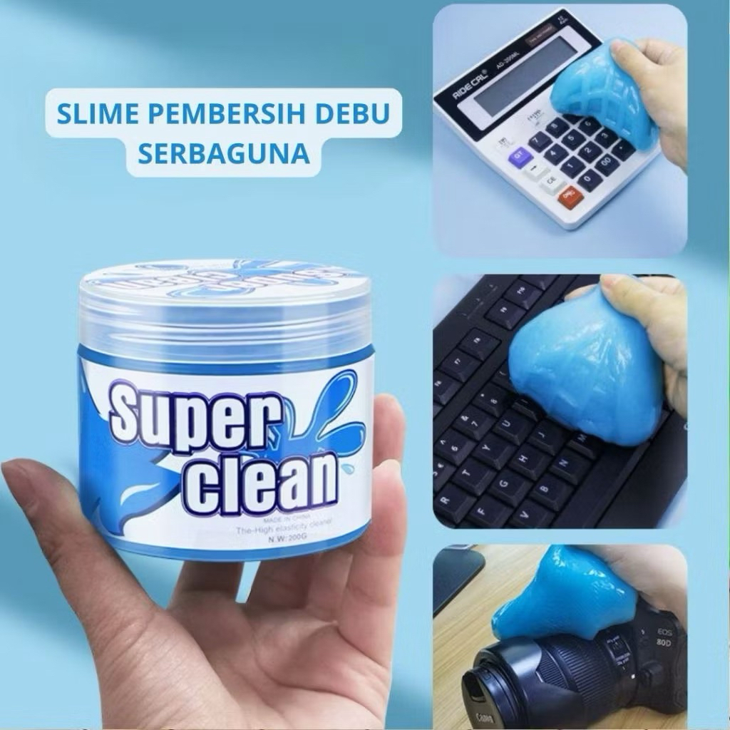 Super Clean Premium Slime Gel | Gel Pembersih Keyboard 160g  Aman untuk Kulit, Ramah Lingkungan, Bis