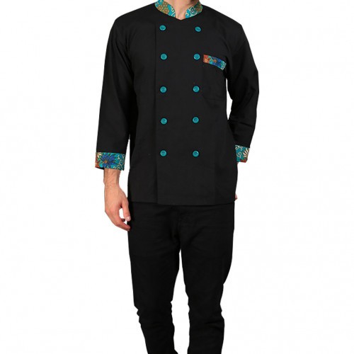 BREWSUNIQ Emerald Chef Coat Long Sleeve Batik Green Size XL Cotton Oxford - Baju Chef / Koki Pria