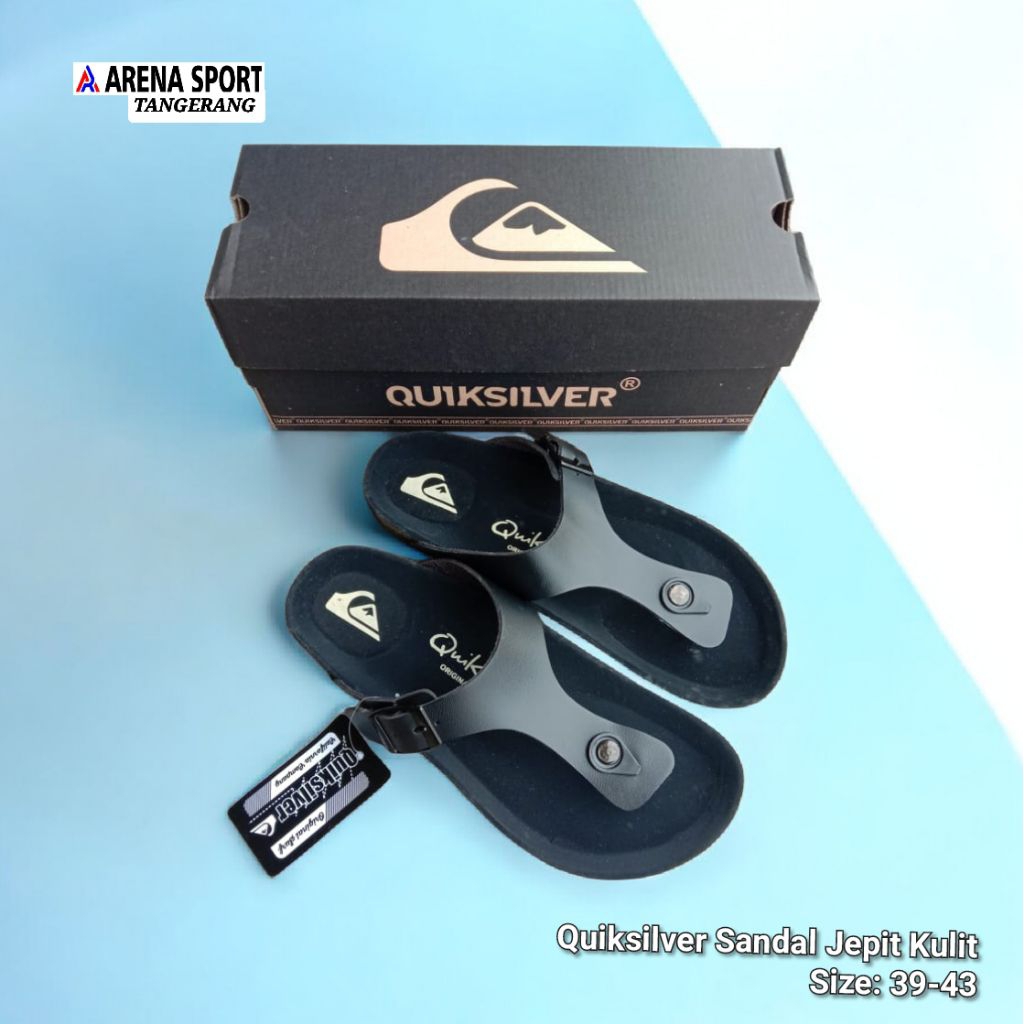 Quiksilver Sandal Jepit Kulit Dewasa Pria Wanita Sendal Slop Selop Kasual