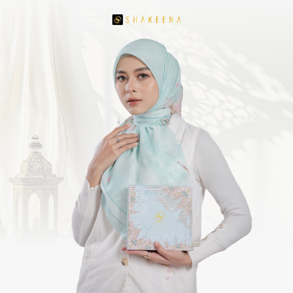 SHAKEENA - Madinah Series Scarf Hijab Premium Printing With Hardbox Design Eksklusif Motif Madina Ba