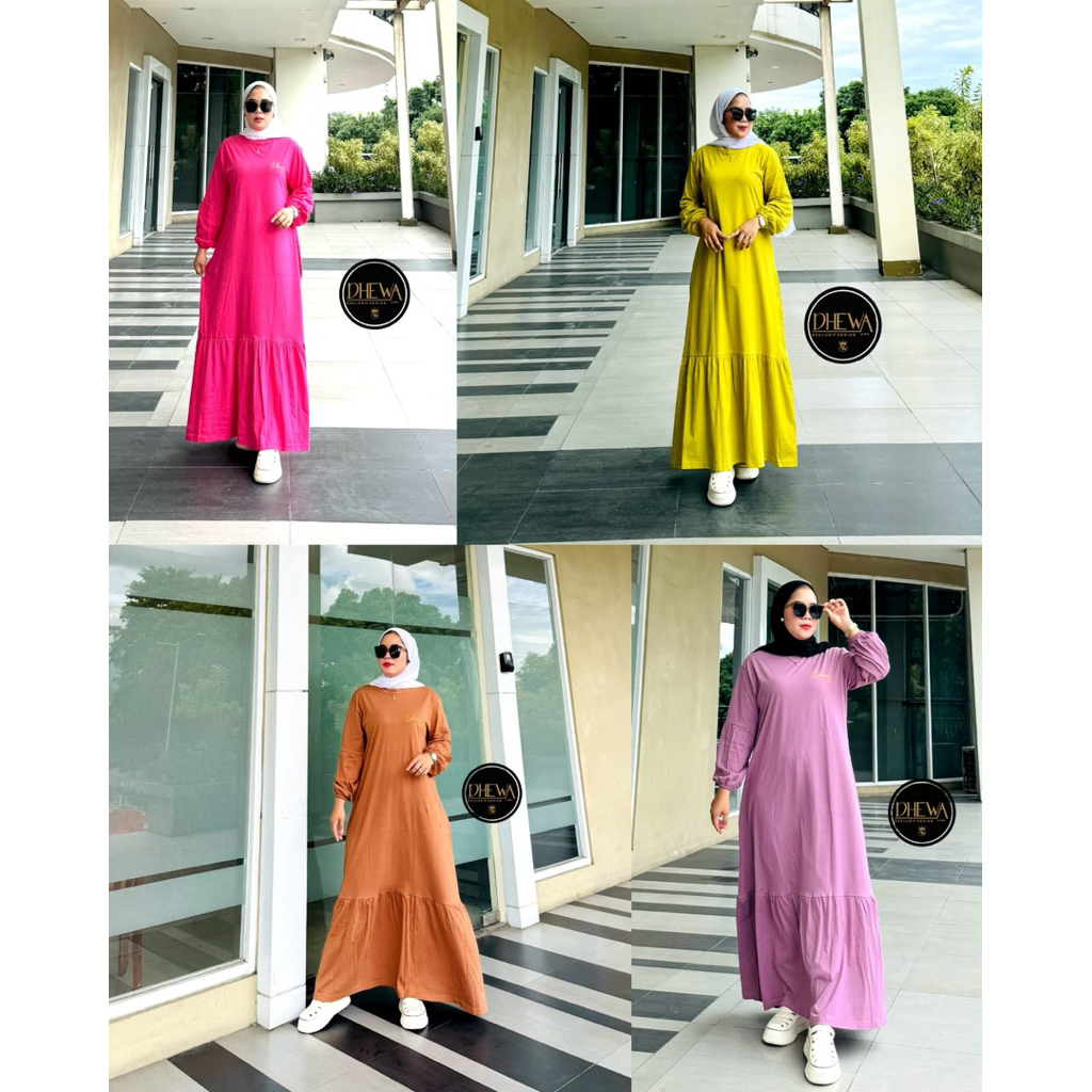 Gamis wanita terbaru bahan kaos combed20s premium by.dhewa