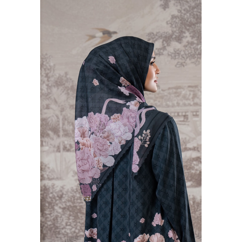 Wearing Klamby Rosette Monogram Scarf Original NEW