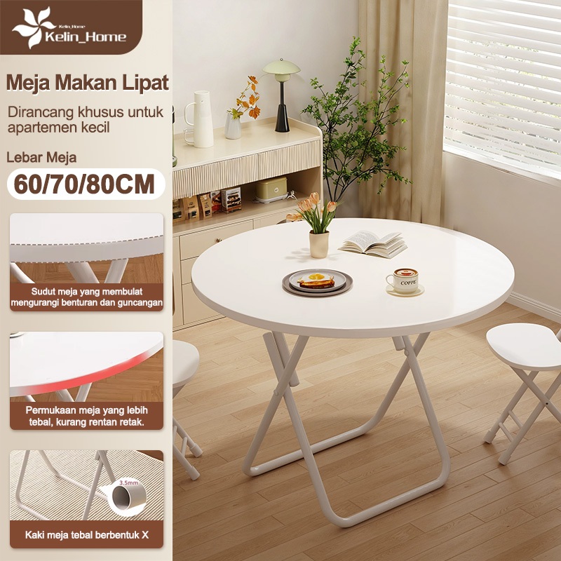 Kelin home- Meja Lipat / Meja Makan Rumahan / Set Meja Kursi Makan Ringkas untuk Ruang Kecil atau Ru