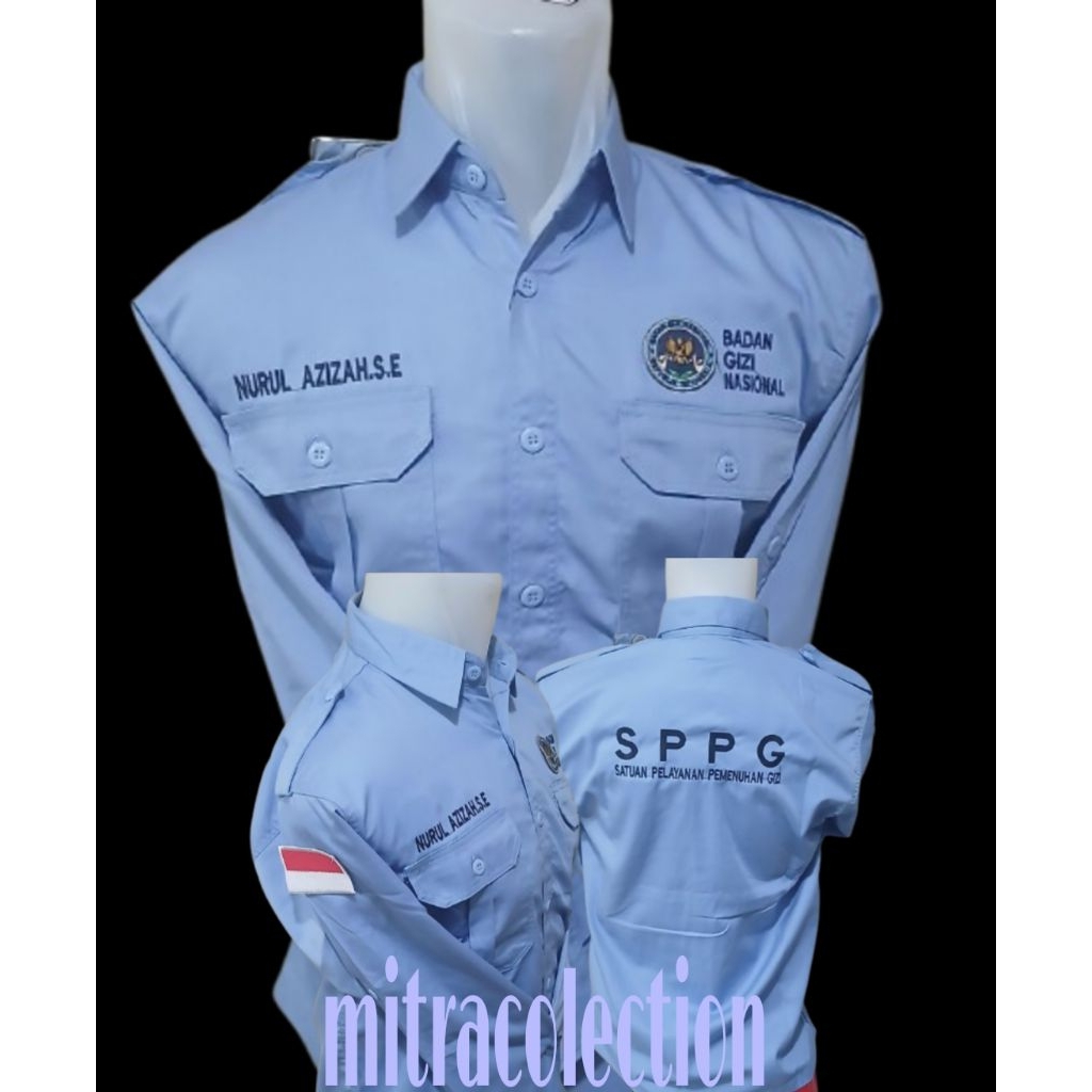 kemeja PDH SPPG MBG biru muda tangan
