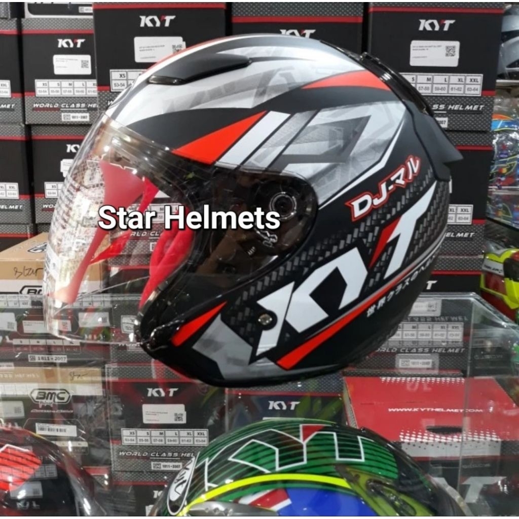 Helm KYT DJ Maru Motif #15 Carbon Black Doff / Gunmetal