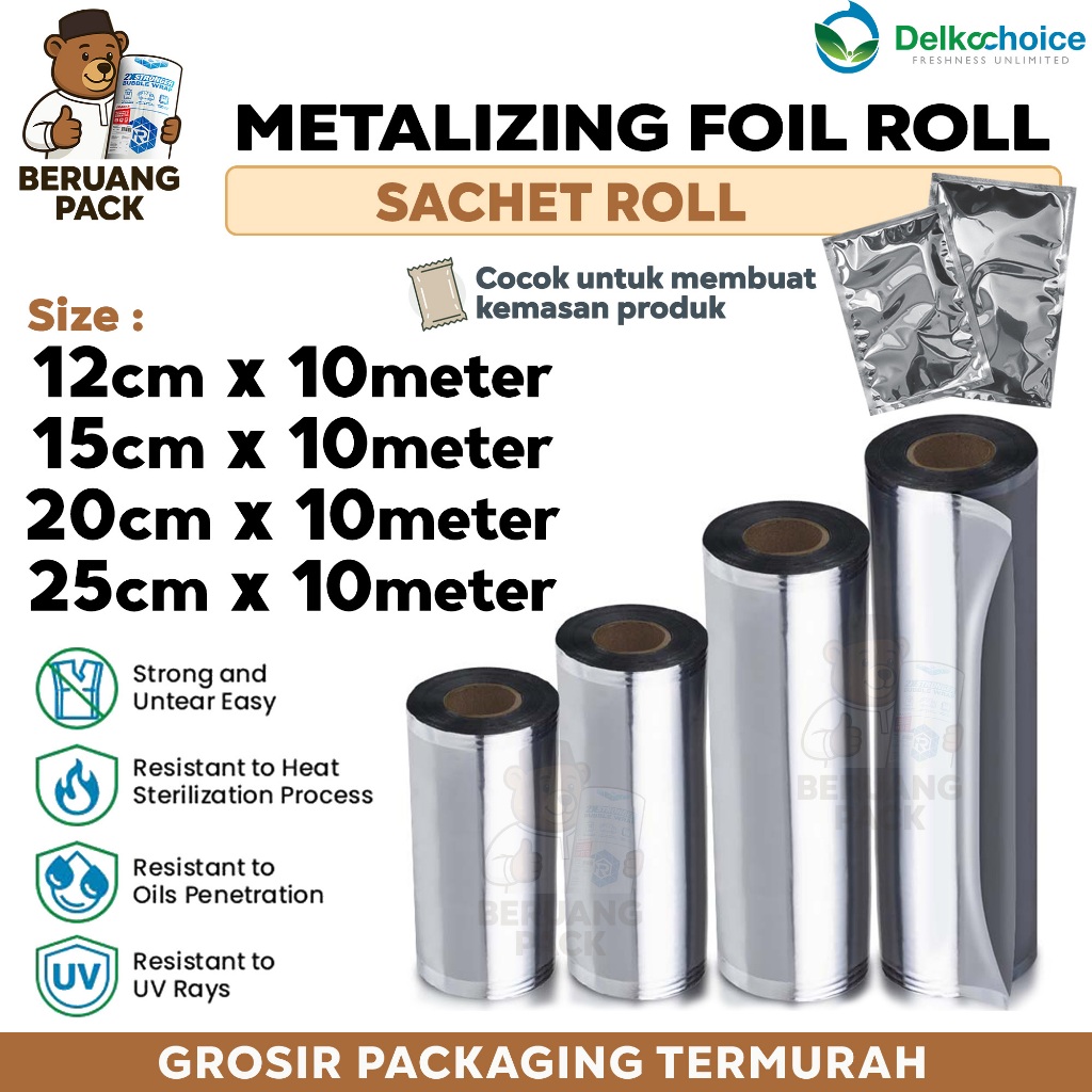 Sachet Roll Full Aluminium Metalizing Foil Gulungan Kemasan Saset Food Grade Tahan Panas / ROLL