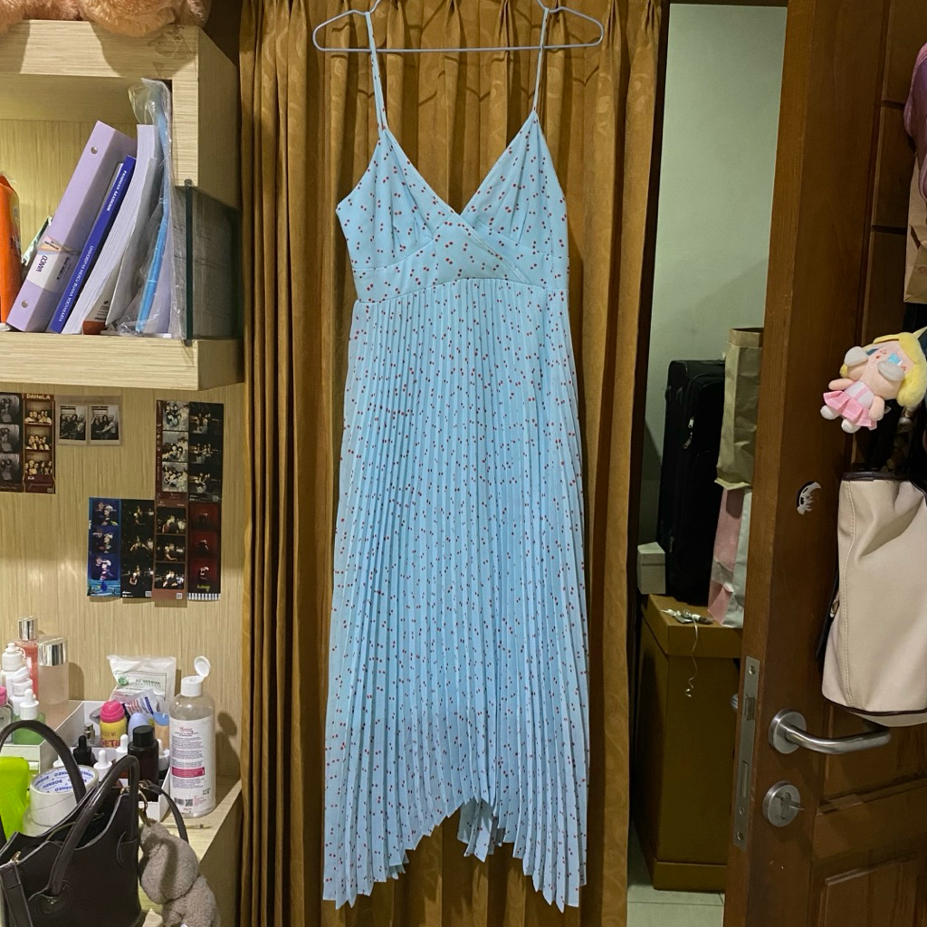 Uniqlo C Dress Camisole Pleated Blue Biru BRAND NEW