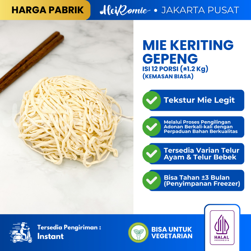 Heiromie Jakpus - Mie Mentah Gepeng Keriting Telur Ayam Bebek Premium