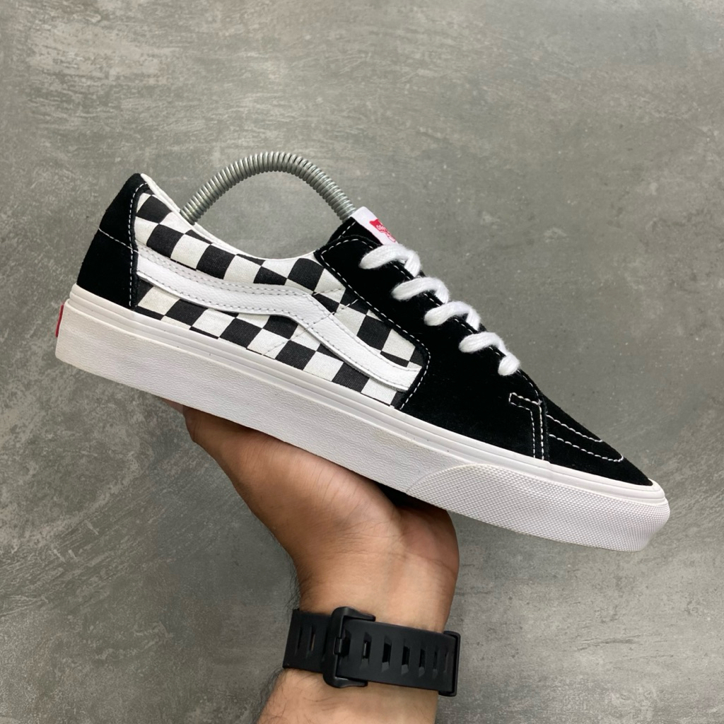 [Size 40.5] Vans SK8 Low Checkerboard Black White Second Original Kondisi Mulus Nominus. Harga barun