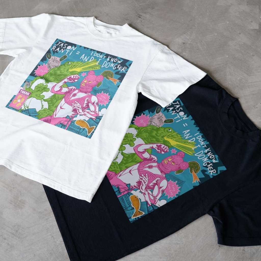 Kaos Band Jason Ranti X Dongker Hitam Desain Merchandise Jason Ranti X Dongker Cotton Combed Premium