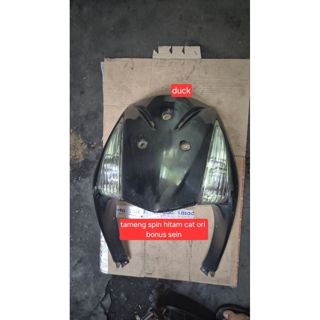 tameng depan spin 125 set lampu sein tameng spin hitam original