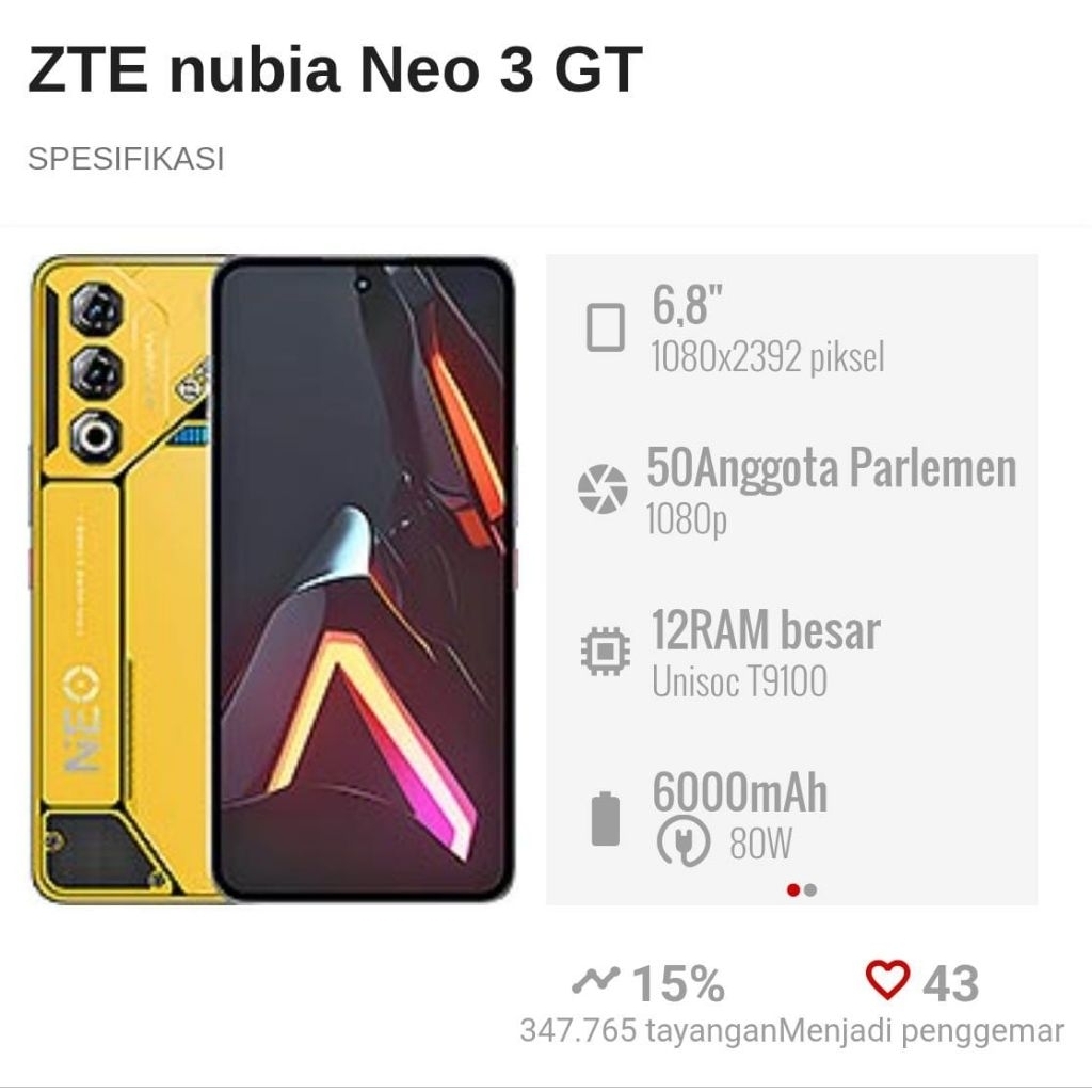 NEW NUBIA NEO 3 GT 5G 12-256 | 8-256 | UNISOC T9100 6nm || NEO 3 5G 8-256 | UNISOC T8300 6nm | NON R