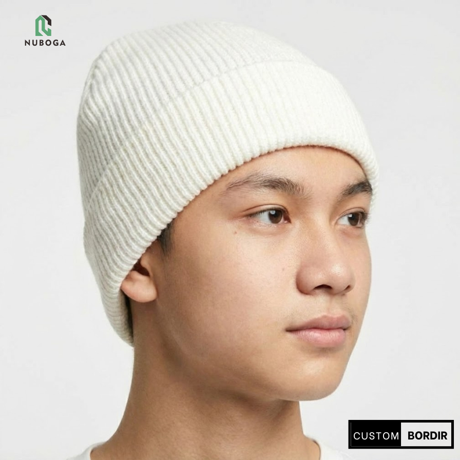 Topi Kupluk Rajut Dewasa Pria Wanita Premium Tebal Regular Beanie Hat White (Putih)