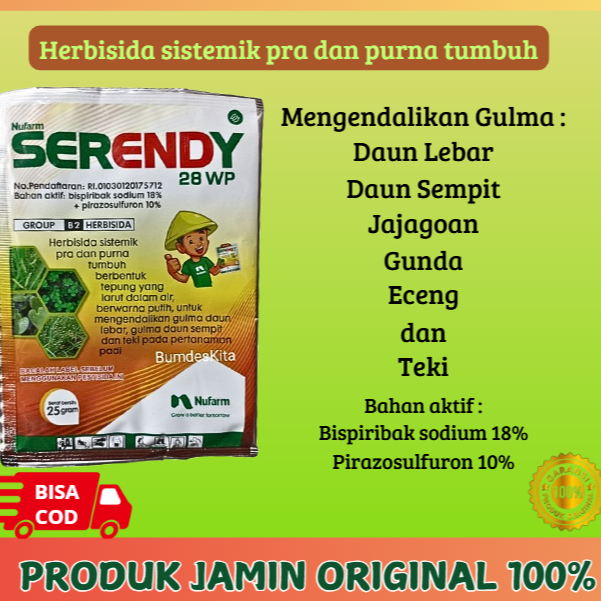 Obat Rumput Padi Serendy 25 gram Herbisida padi bebas gulma tidak stres menguning