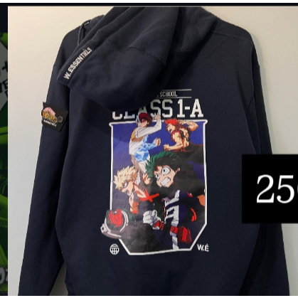 hoodie hitam W.EssentiÉls x Faith Industries "My Hero Academia" SIZE L