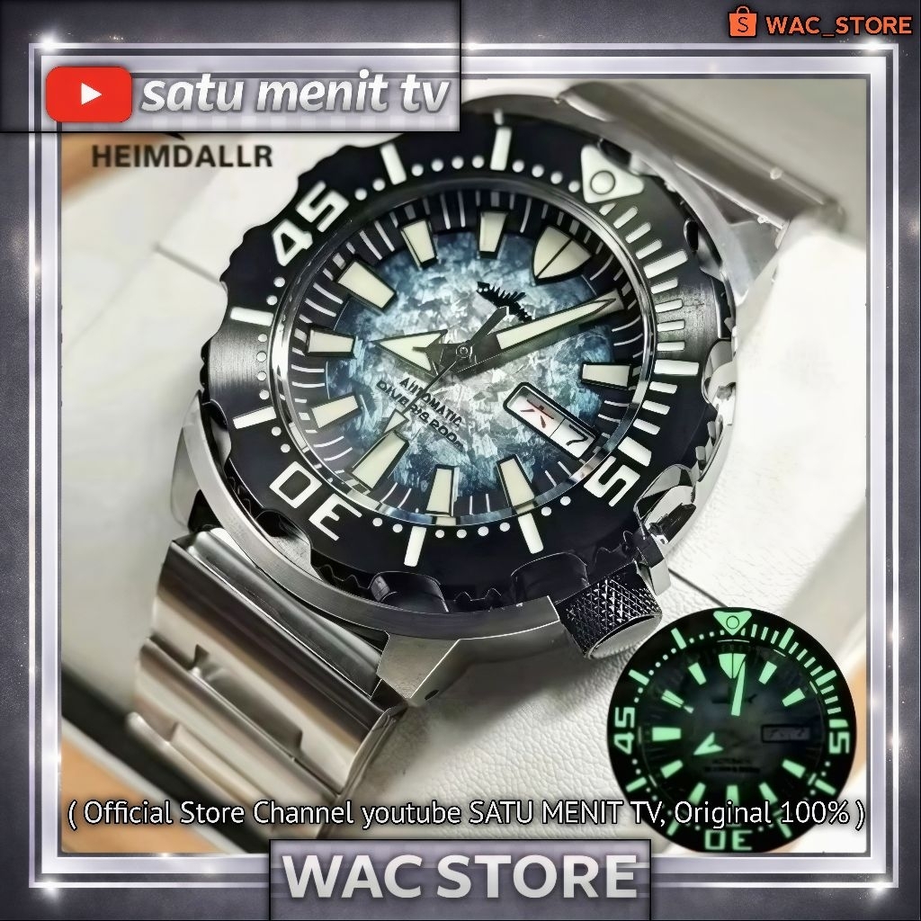 NEW HEIMDALLR SHARKEY MONSTER SPESIAL LUMINOUS BEZEL SEIKO NH36 A AUTOMATIC SAFIR GLASS + AR COATING