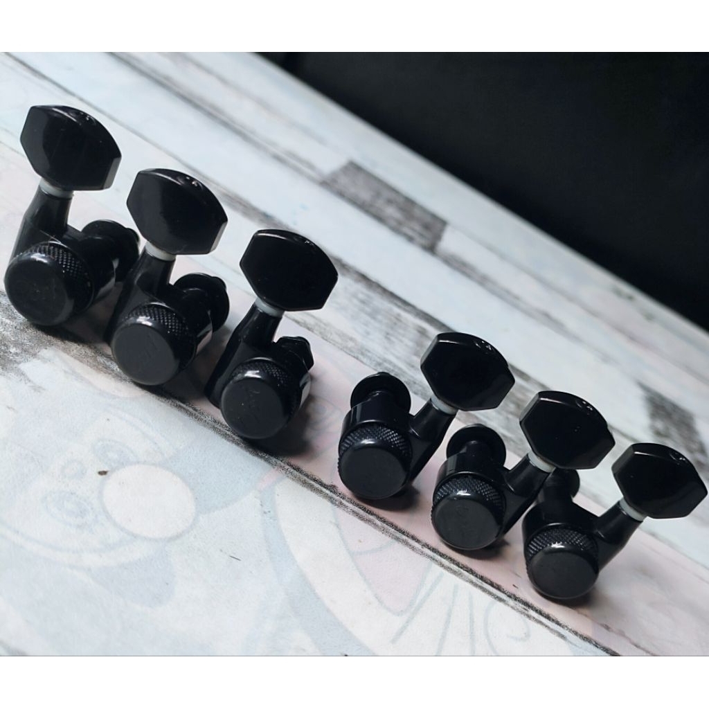 Dryer Gitar Locking tuner 3R 3L Warna Hitam