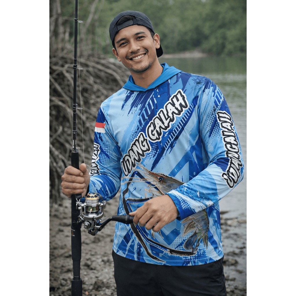 jersey mancing udang galah fullprint tangan panjang kupluk hoodie