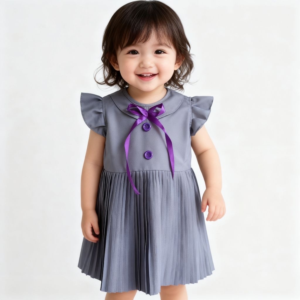 Dress anak 1 2 tahun rok plisket baju anak perempuan cewek perempuan abu coksu mocca pink tosca ( dr