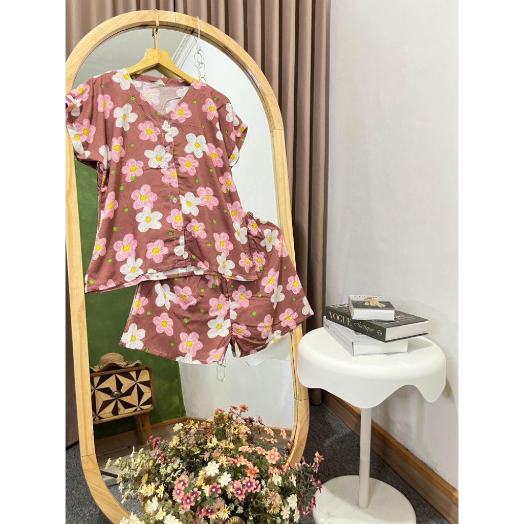 Set V Neck Ruffle Premium Wanita