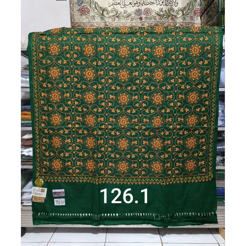 SORBAN KASHMIR SULAM ORI. HIJAU SULAM. BATIK. BORDIR