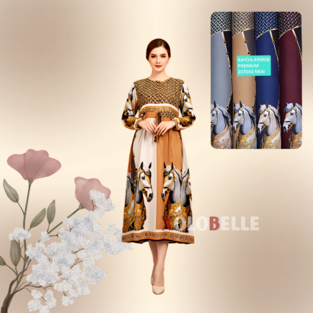 Midi Dress Batik Etnik Wanita Lengan Panjang - Elegan & Nyaman Dipakai