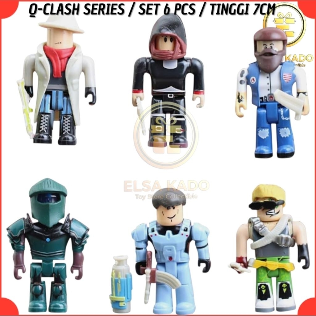 Action Figure Roblox Set 6 Q-Clash Six Figures Mainan Brick Topper