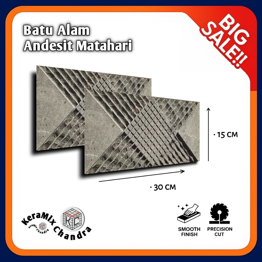 PROMO || BATU ALAM ANDESIT MATAHARI 15X30 CM|| BATU ALAM DINDING RUMAH|| BATU ALAM PAGAR
