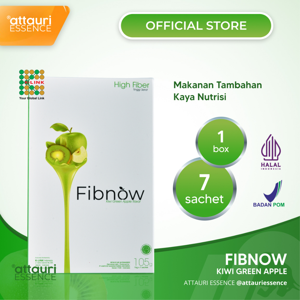 Fibnow Nutrition High Fiber (1 Box isi 7 Sachet) Makanan Tambahan Kaya Nutrisi dengan Kiwi Green App