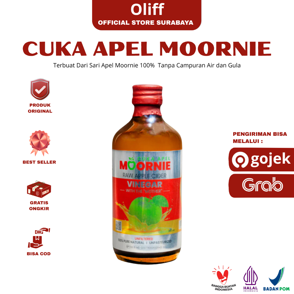 CUKA APEL MOORNIE | 100% Sari Apel Murni Tanpa Tambahan Air dan Gula BPOM Halal Original