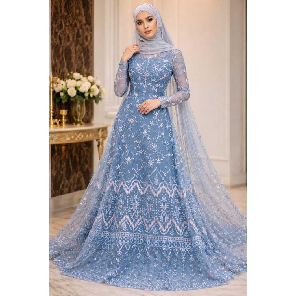 Tulle Etnik Flower Bunga 2Tone Kain Kebaya Dress