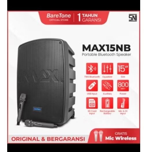 baretone audio portable speaker 15inch max 15 NB