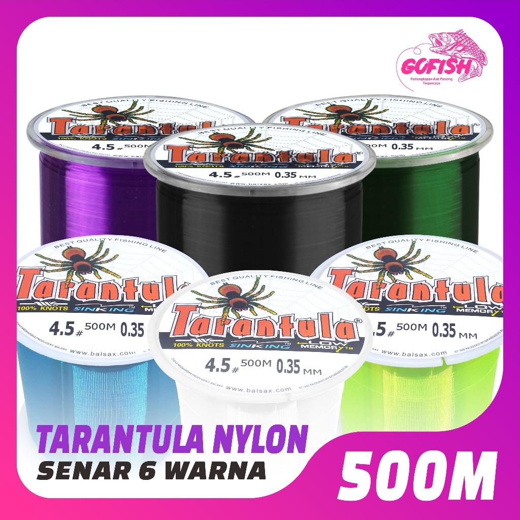 GOFISH - Tali Pancing TARANTULA 500Meter   Nilon  Pancing BahanNilon Pancing AntiKeriting SuperKuat