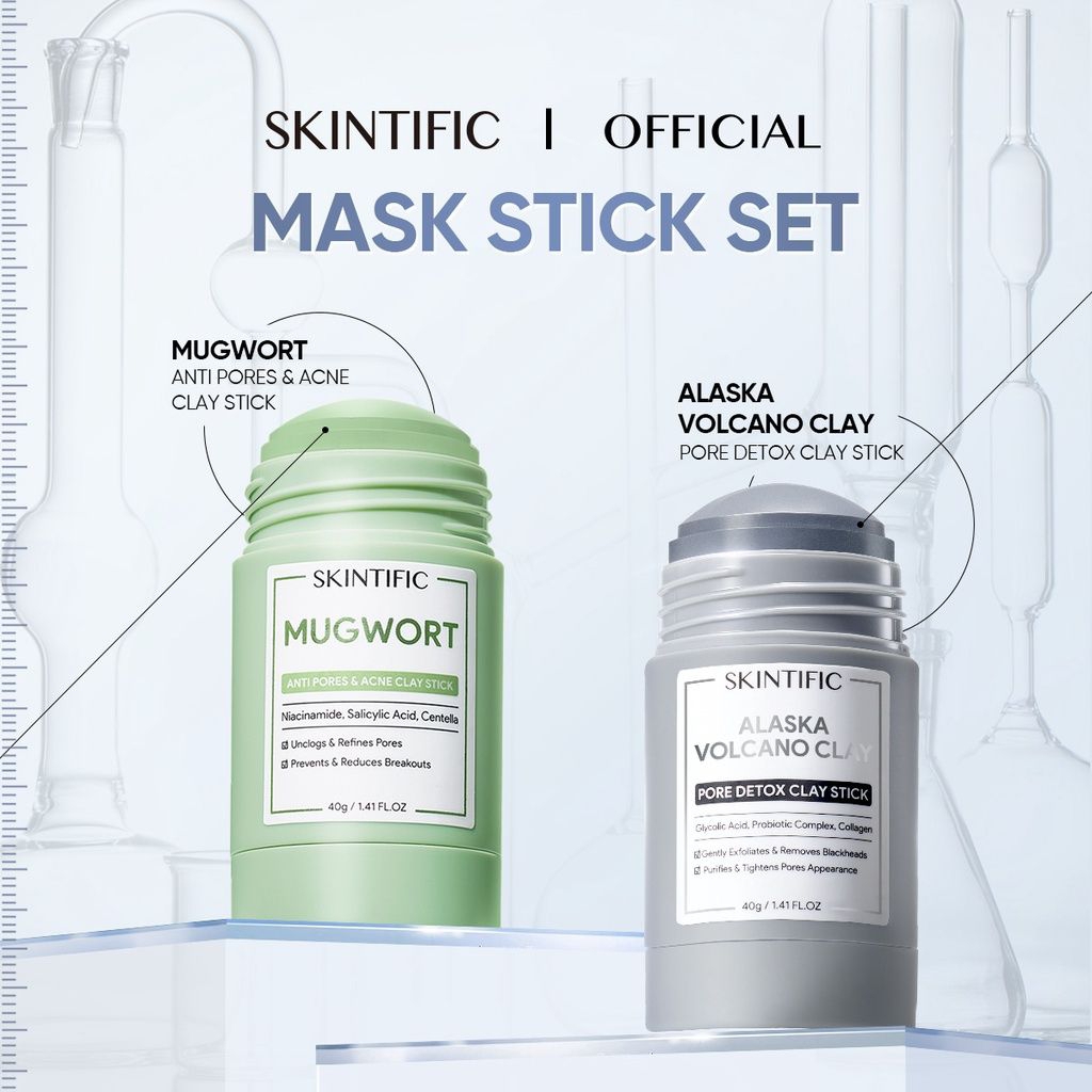 SKINTIFIC Clay Mask Stick Skintific Mugwort clay stick Skintific volcano clay stick