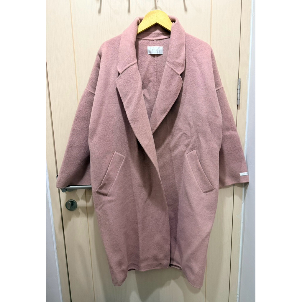 Winter coat wool 90% hand made dusty pink