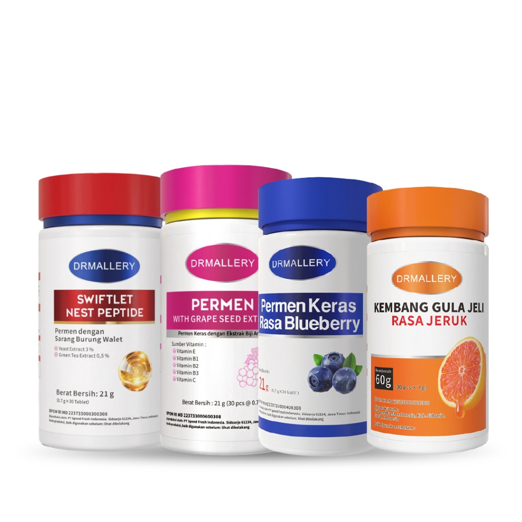 DRMALLERY set bundling 4 pcs Jelly Vitamin Niacinamide | Bantu Kulit Cerah Glowing Vit B1 B2 B3 C E 
